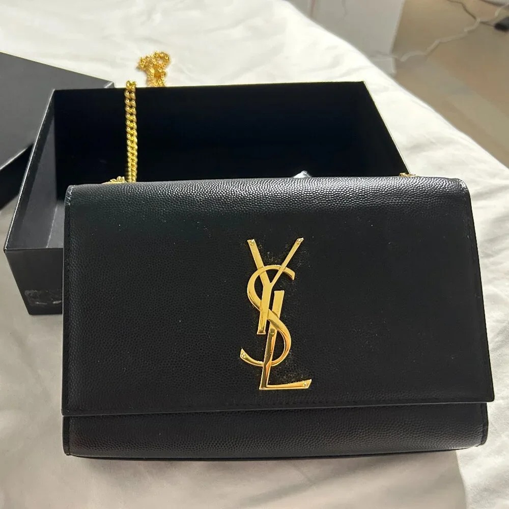YSL Saint Laurent Black Kate Grain De Poudre (Small) - Picture 1 of 6